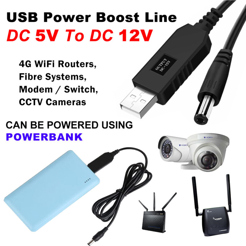USB to DC Power Cable 5V to 12V DC Power Converter
